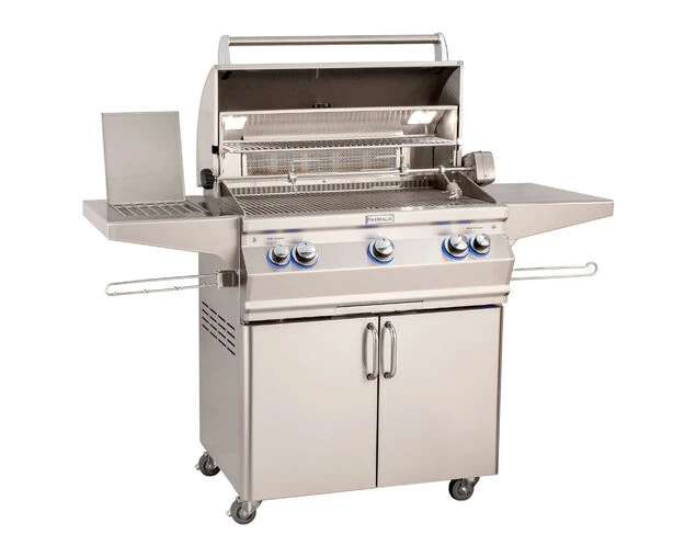 Fire Magic Grills Aurora A660s Free Standing 3 Burner BBQ (H Shaped Burners) With Analog Thermometer, Backburner & Rotisserie Kit - Image 2