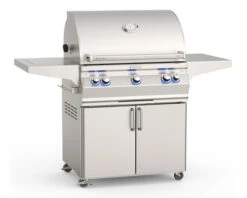 Fire Magic Grills Aurora A660s Free Standing 3 Burner BBQ (H Shaped Burners) With Analog Thermometer, Backburner & Rotisserie Kit