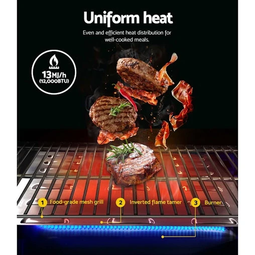 Grillz Portable Gas BBQ Grill Stove Oven Stainless Steel Outdoor Camping Cooker - Image 4