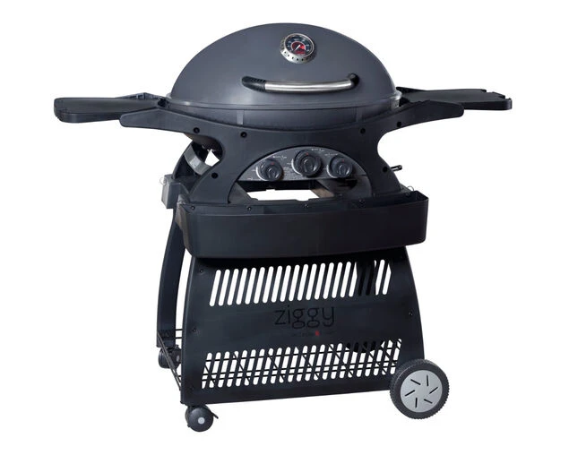 Ziggy Classic Triple Grill LPG BBQ On Cart (Gunmetal Grey) - Image 2