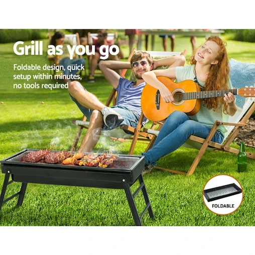 Grillz Charcoal BBQ Foldable Grill Camping Smoker - Image 5