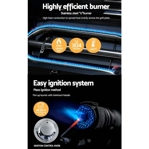 Grillz Portable Gas BBQ Grill Stove Oven Stainless Steel Outdoor Camping Cooker - Image 5