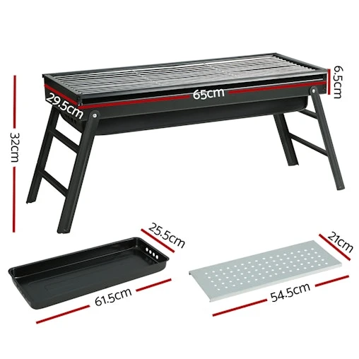 Grillz Charcoal BBQ Foldable Grill Camping Smoker - Image 2